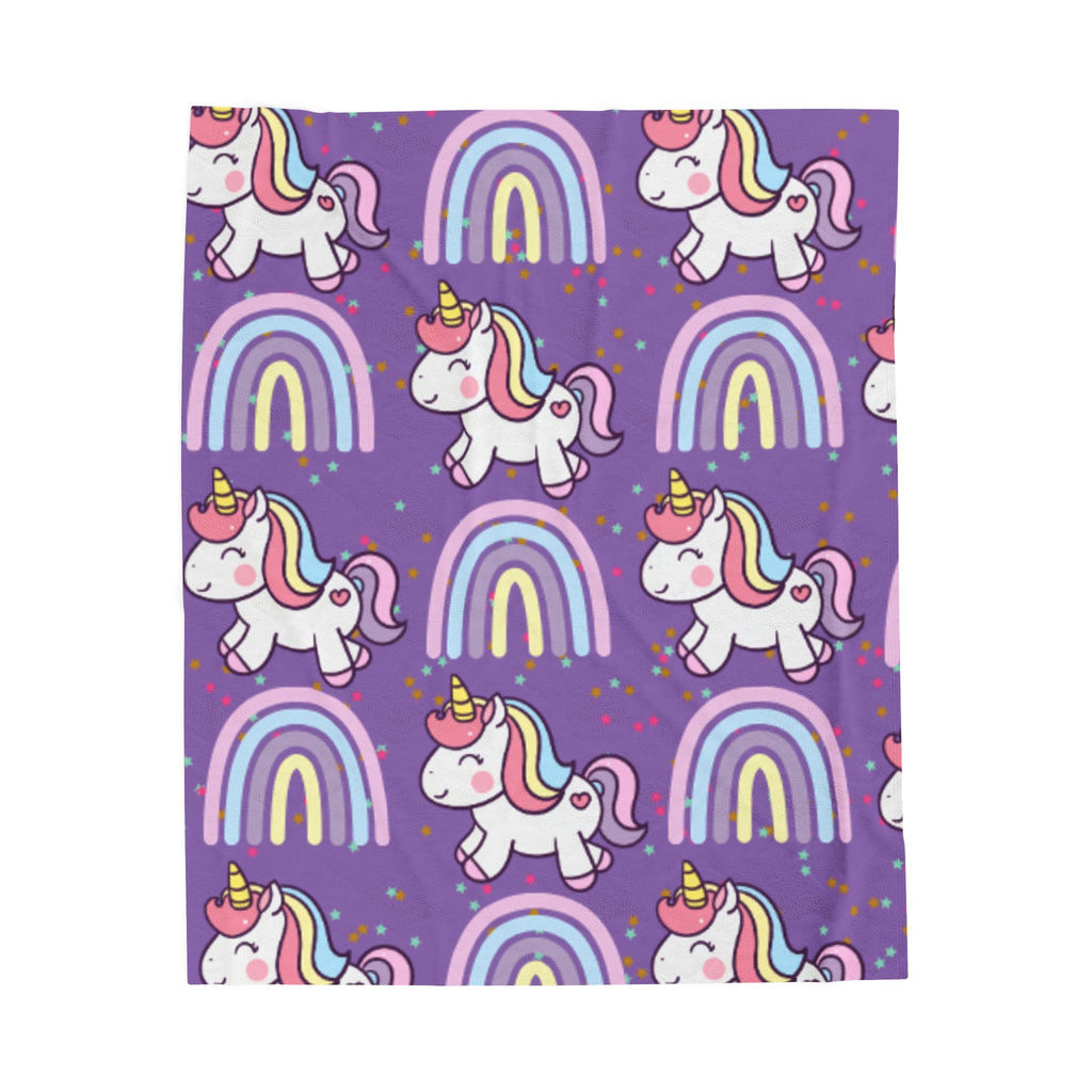 Purple Rainbow Unicorn Plush Blanket