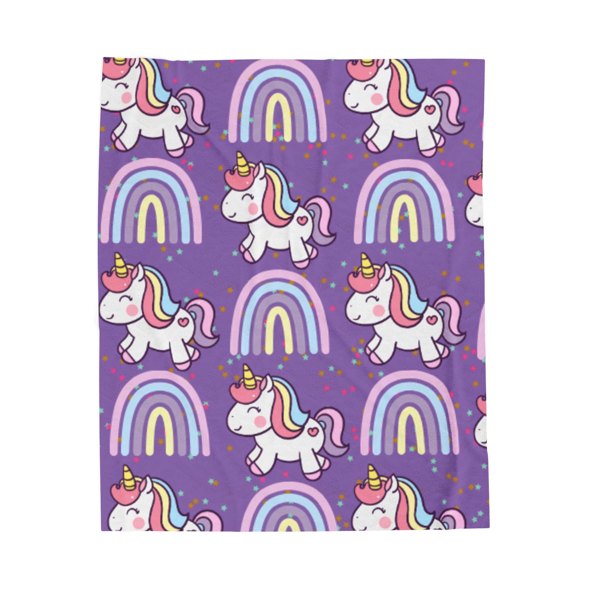 Purple Rainbow Unicorn Plush Blanket