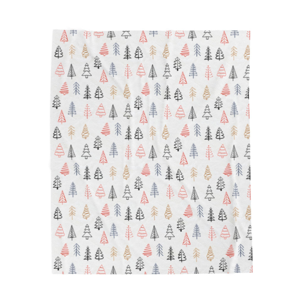Colorful Trees Velveteen Plush Blanket