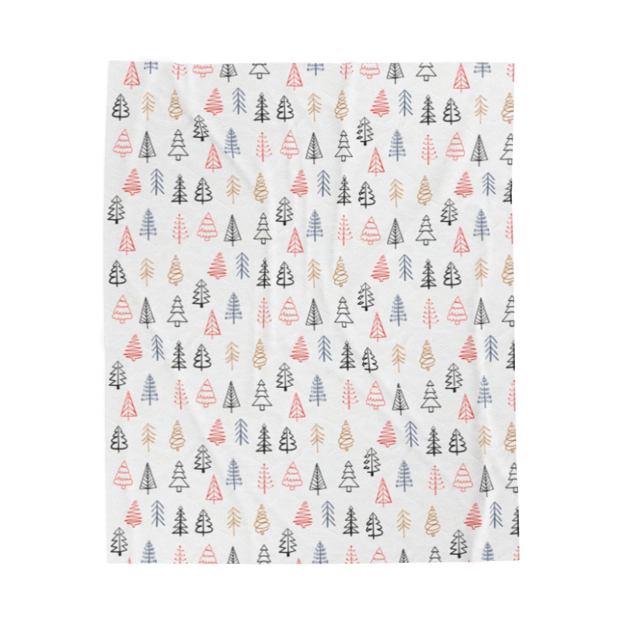 Colorful Trees Velveteen Plush Blanket