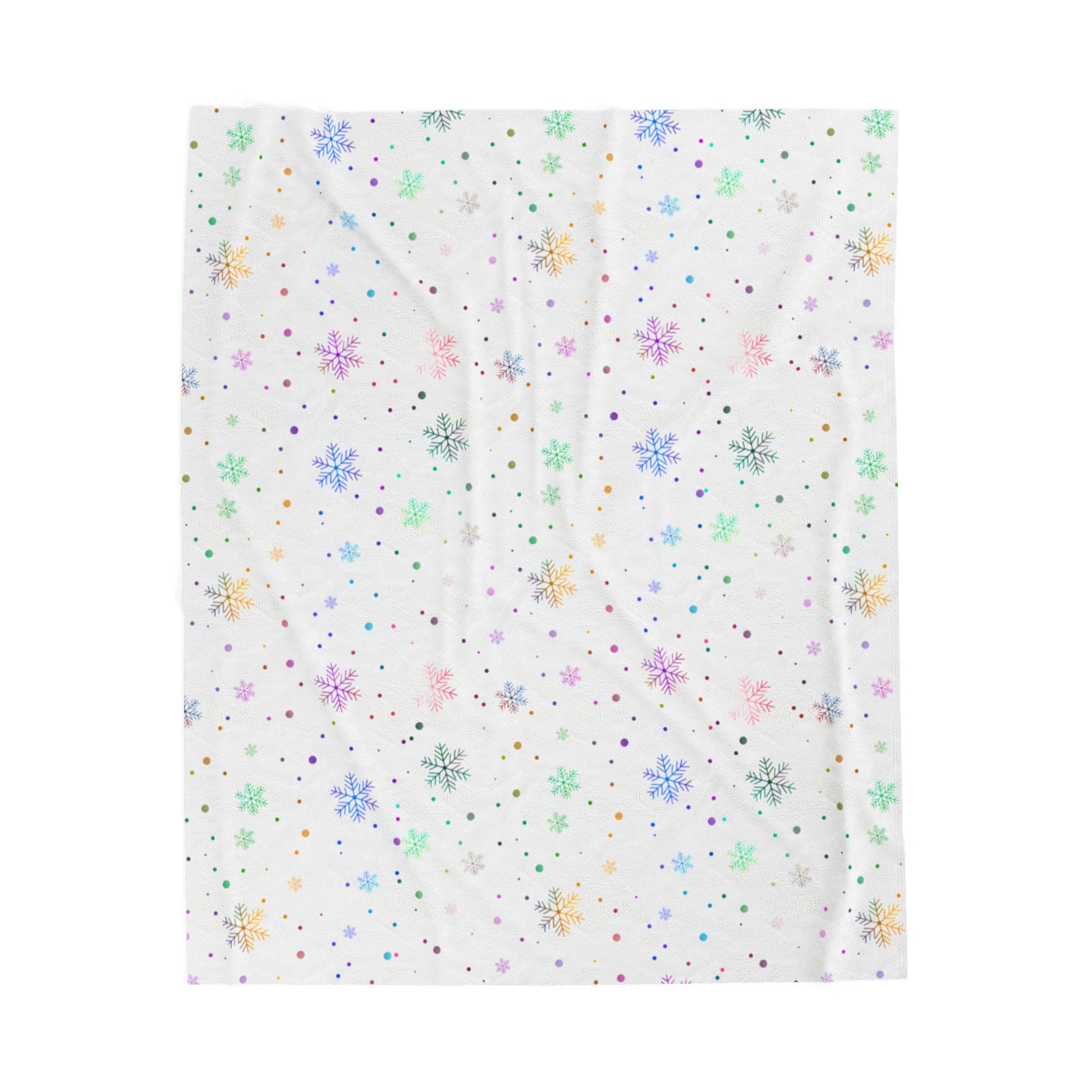 Rainbow Snowflakes Velveteen Plush Blanket