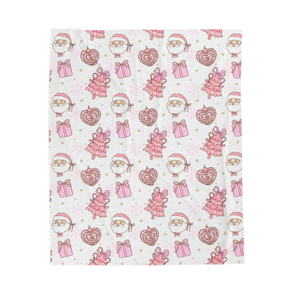 Pink Santa Velveteen Plush Blanket