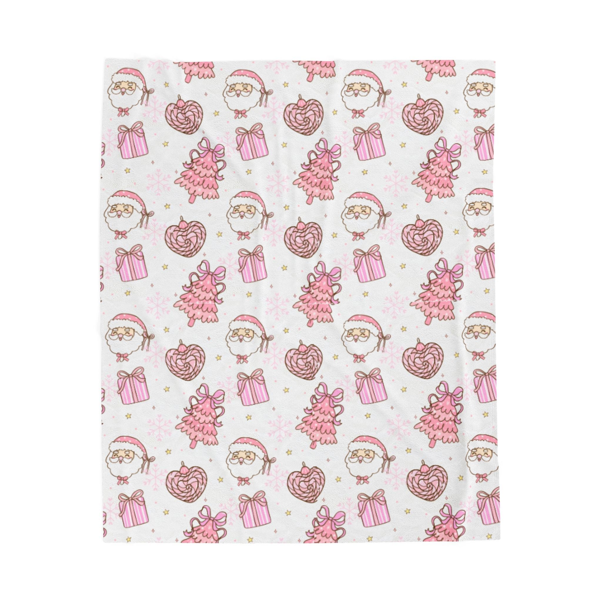 Pink Santa Velveteen Plush Blanket