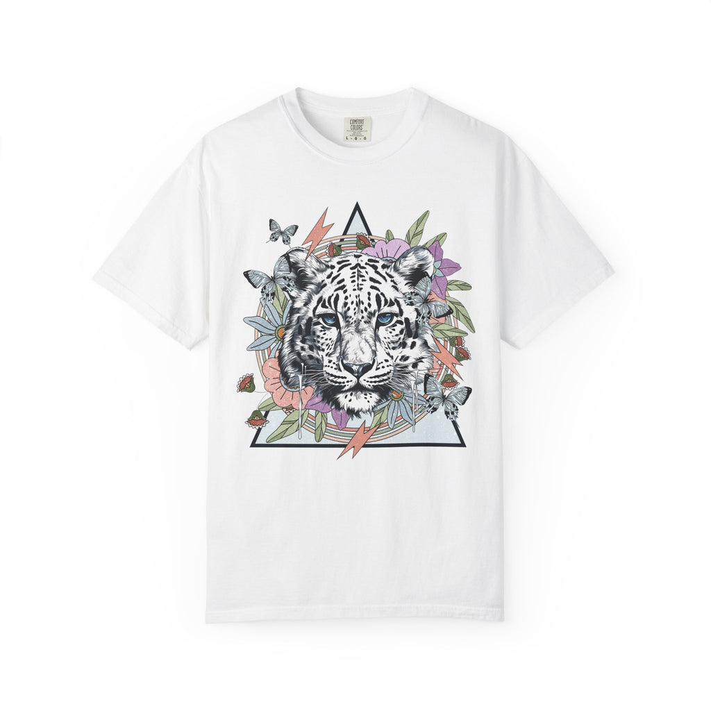 Camiseta vintage con estampado floral de tigre