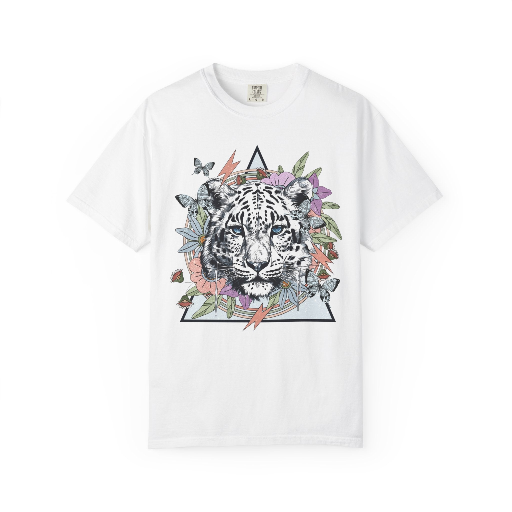 Camiseta vintage con estampado floral de tigre