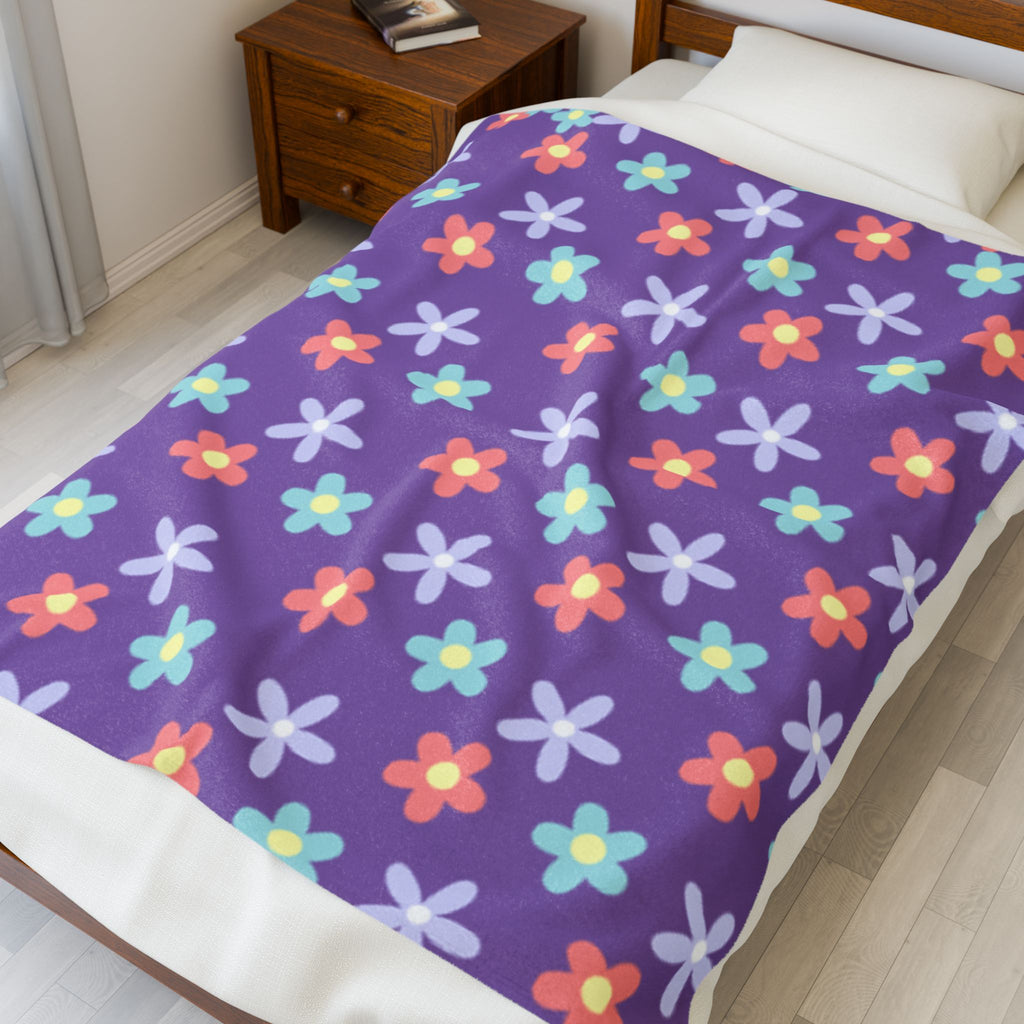 Cozy Floral Velveteen Plush Blanket
