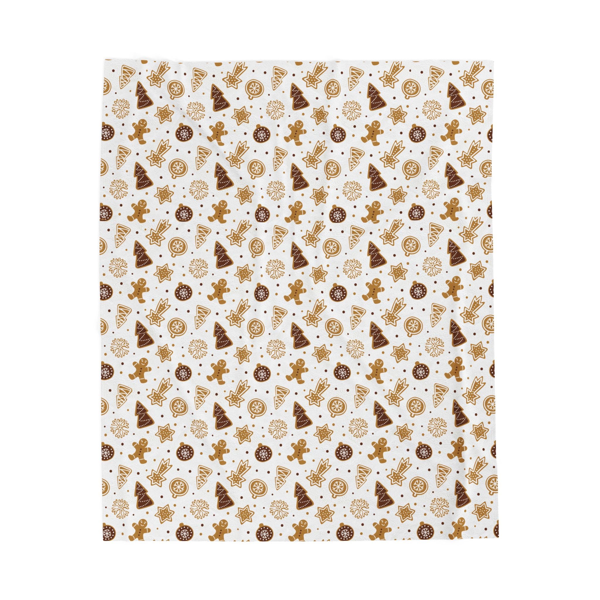 Gingerbread Holiday Velveteen Plush Blanket