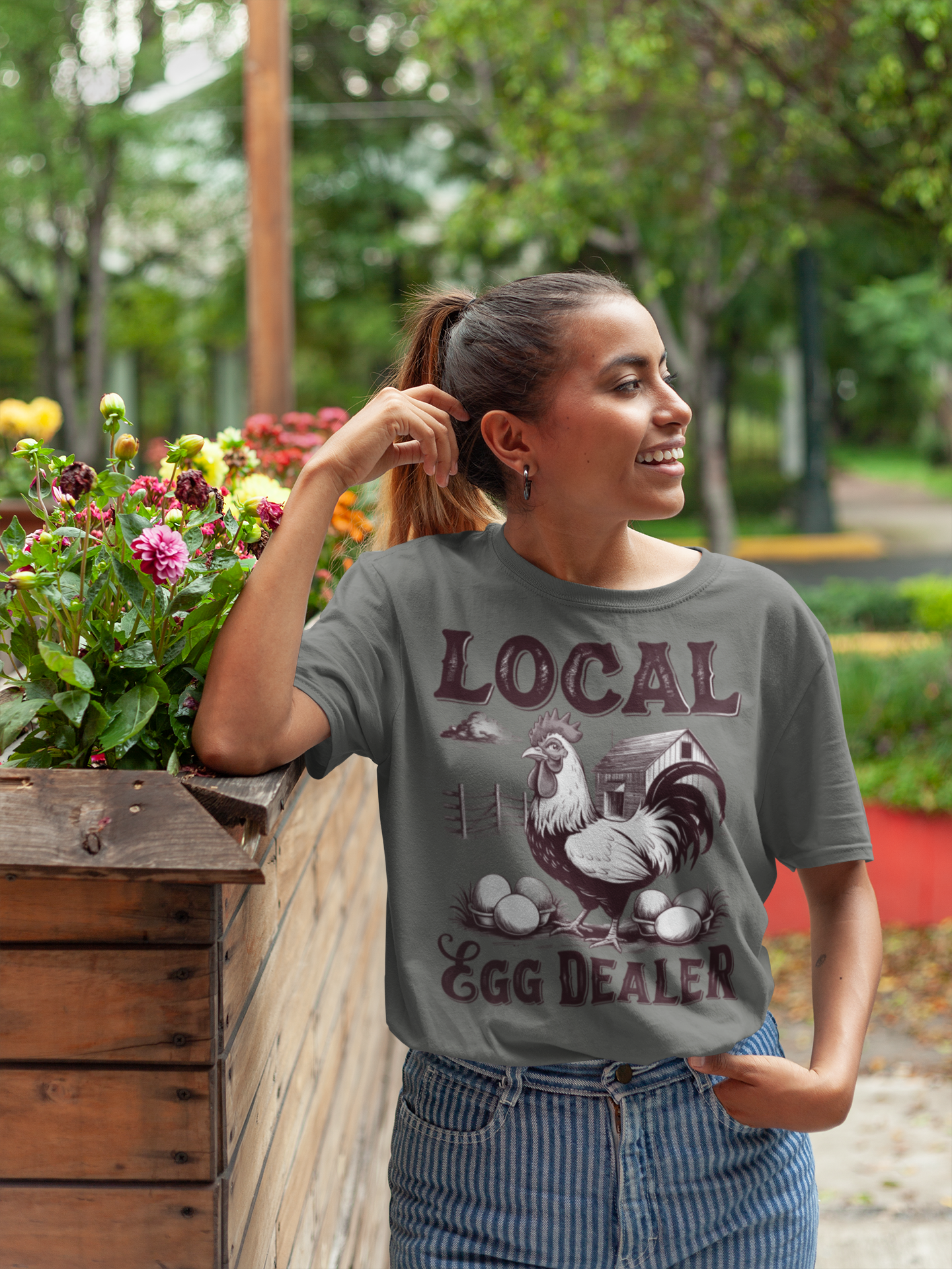 Camiseta del comerciante local de huevos