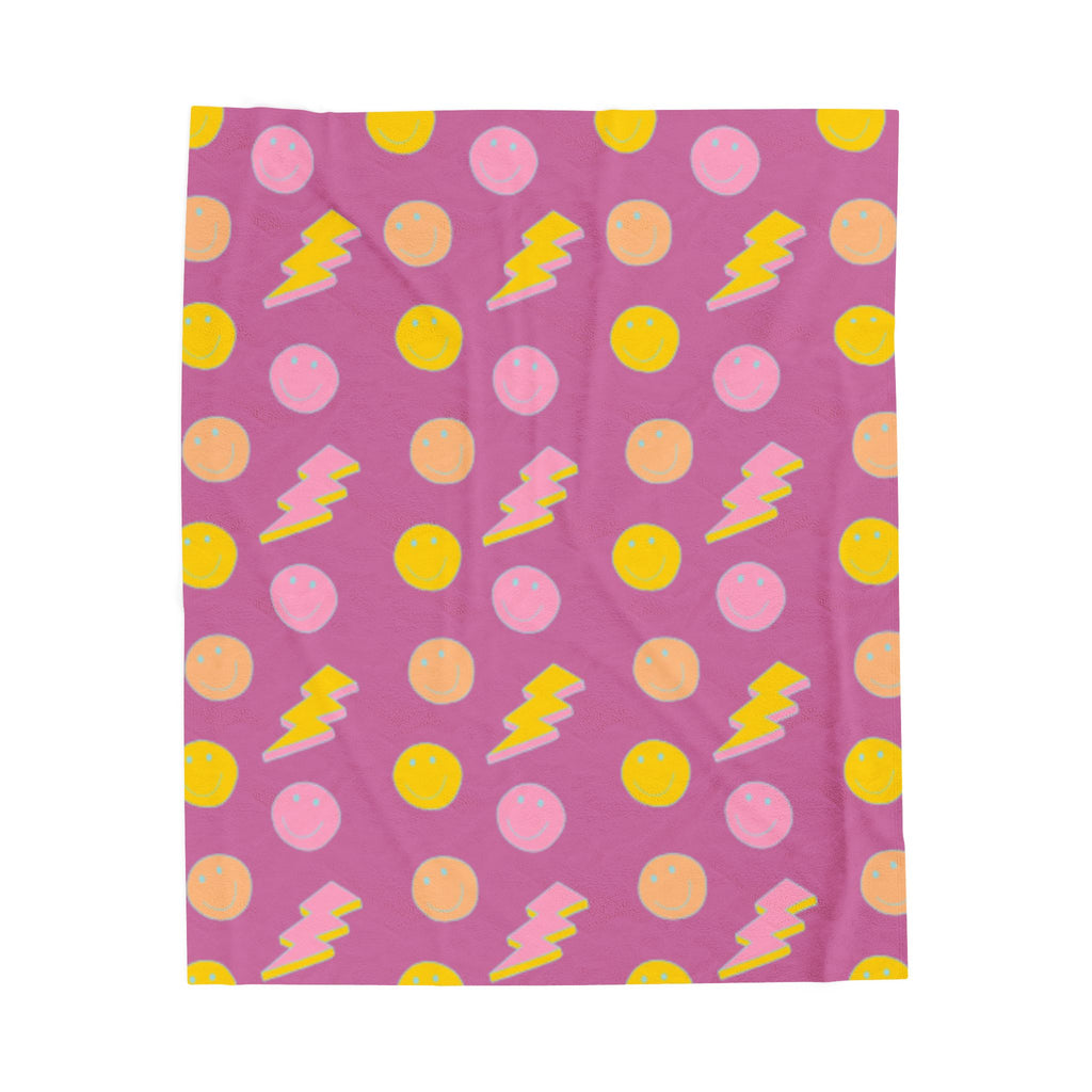 Cheerful Smiley Velveteen Plush Blanket