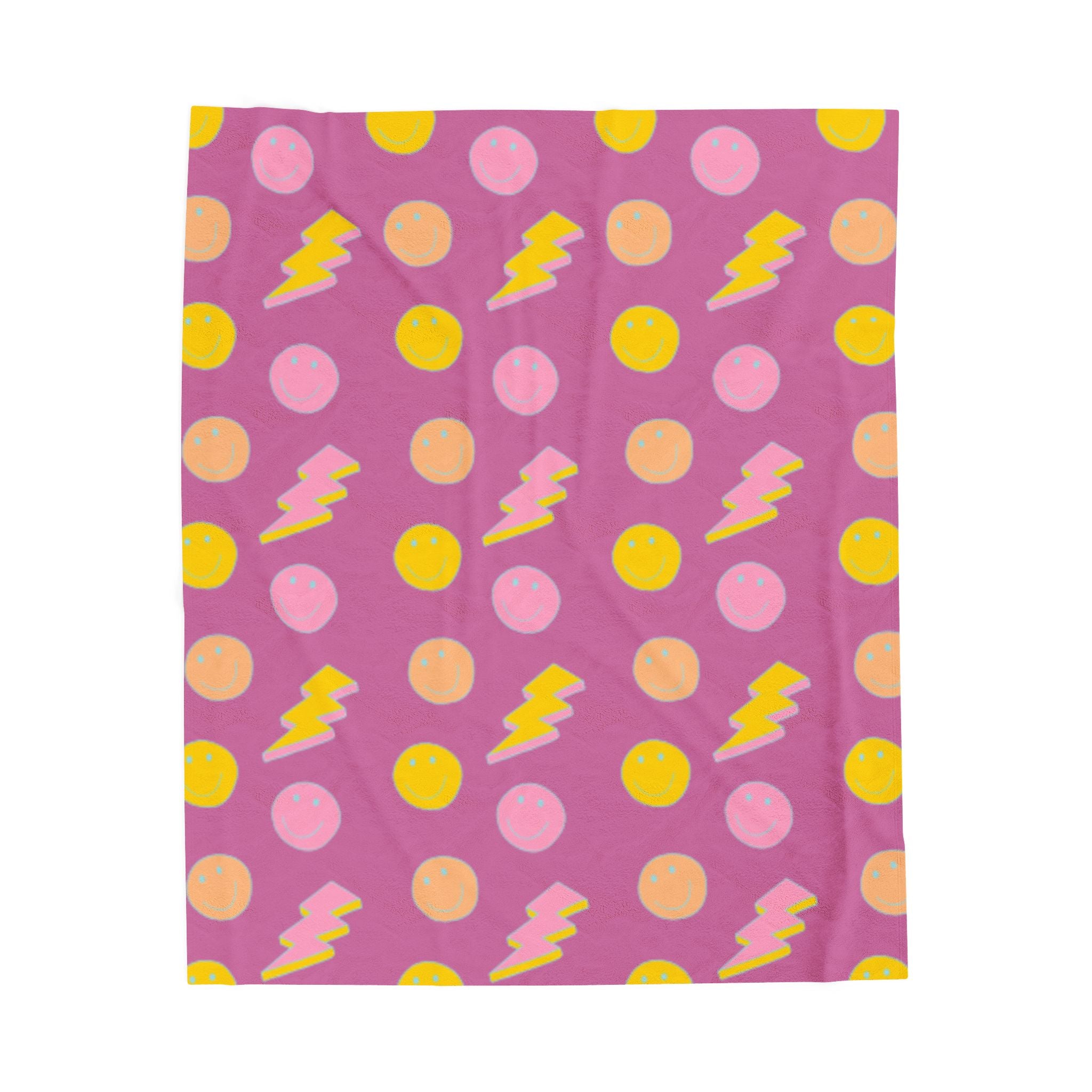 Cheerful Smiley Velveteen Plush Blanket