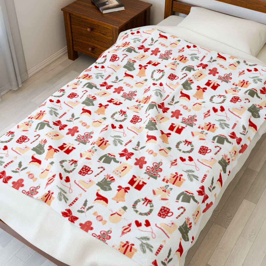 Christmas Spirit Velveteen Plush Blanket