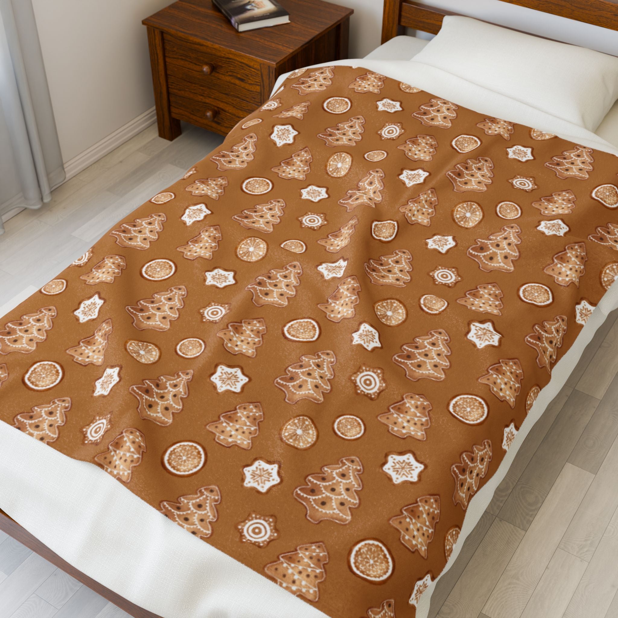 Gingerbread Trees Velveteen Plush Blanket