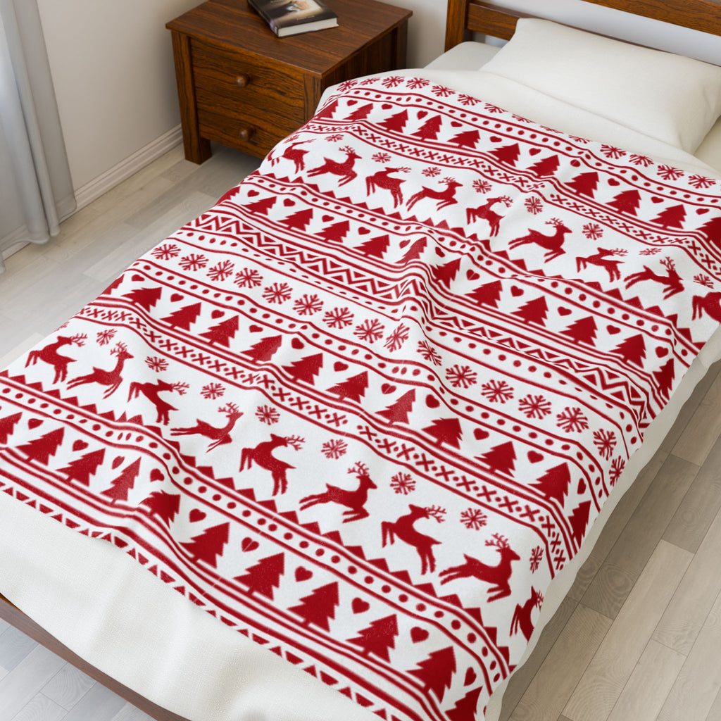 Holiday Festive Velveteen Plush Blanket