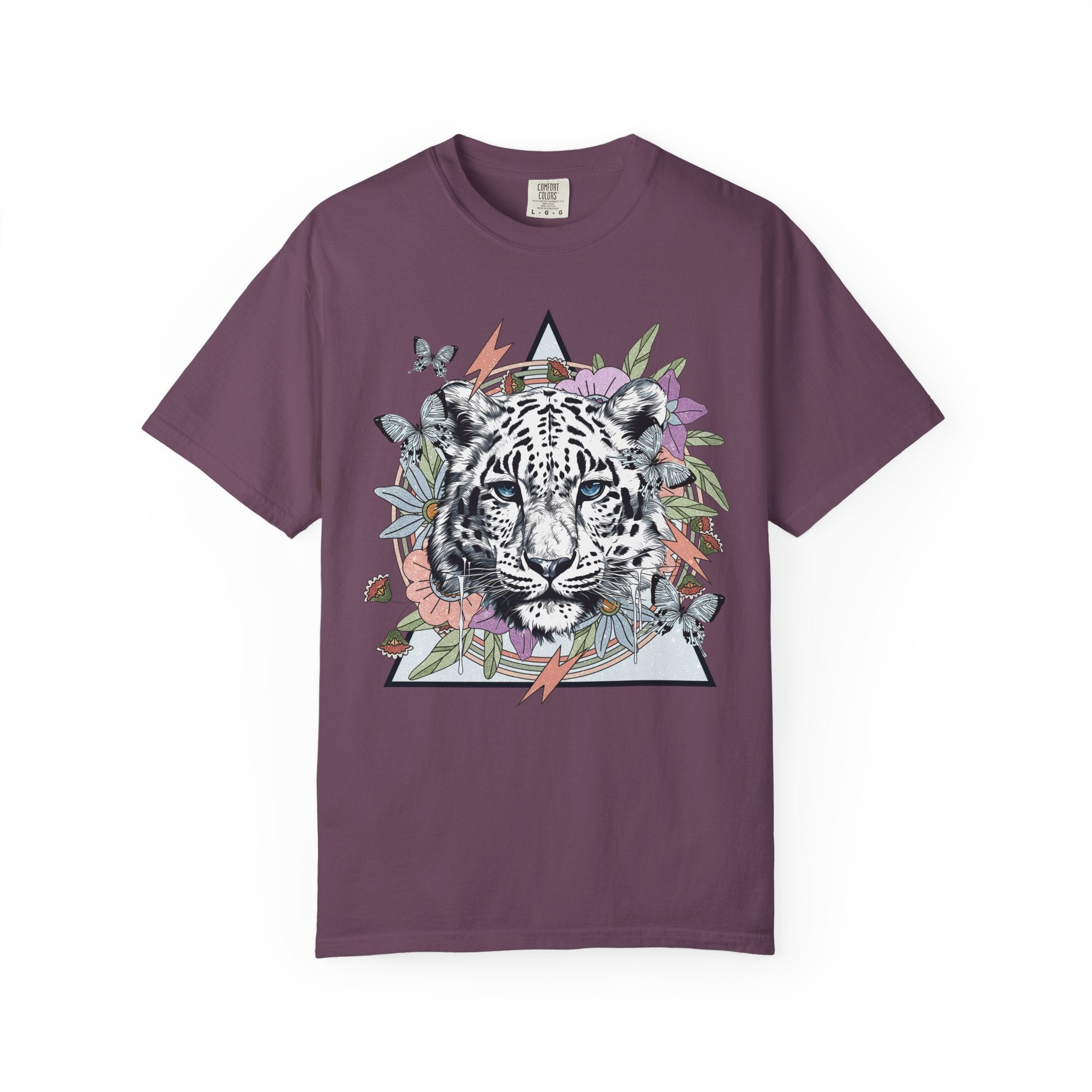 Camiseta vintage con estampado floral de tigre