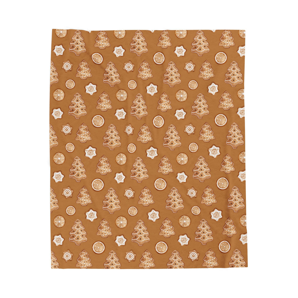 Gingerbread Trees Velveteen Plush Blanket