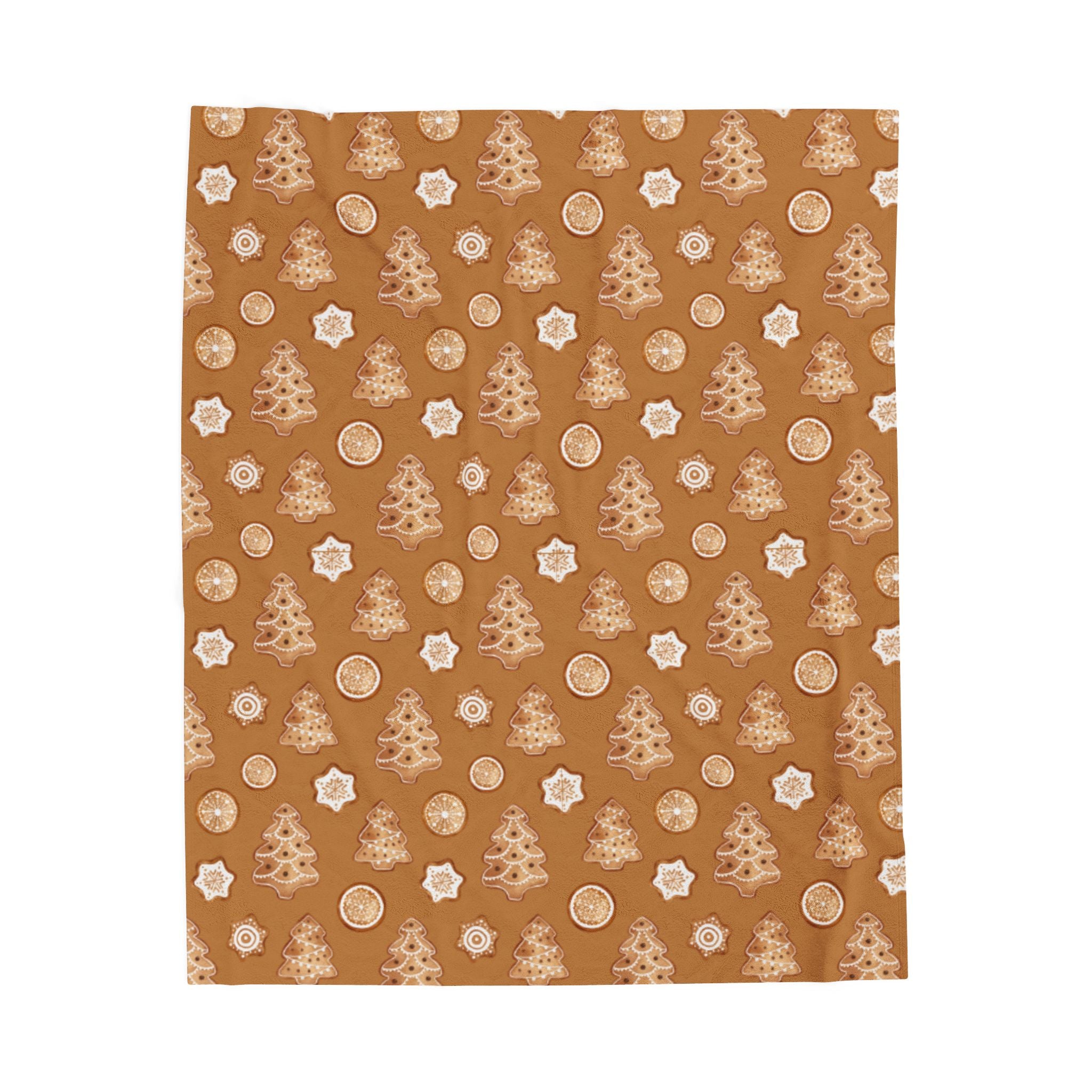 Gingerbread Trees Velveteen Plush Blanket