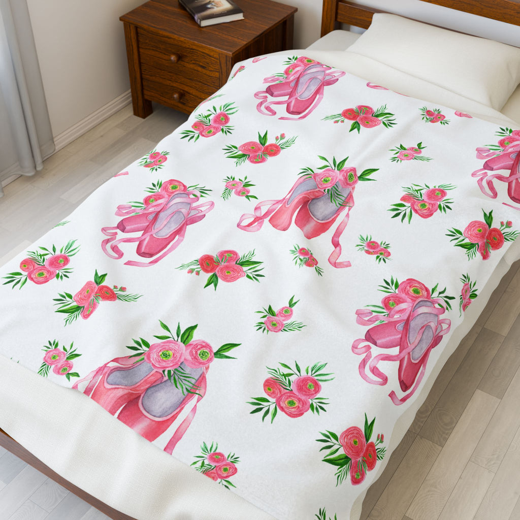 Ballerina Floral Velveteen Plush Blanket